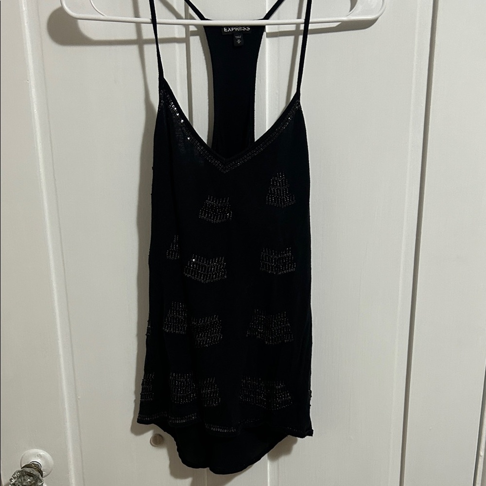 Express Black Sequin Sleeveless Top